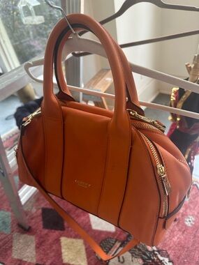 Osprey Orange Leather Satchel with Gold Hardware
